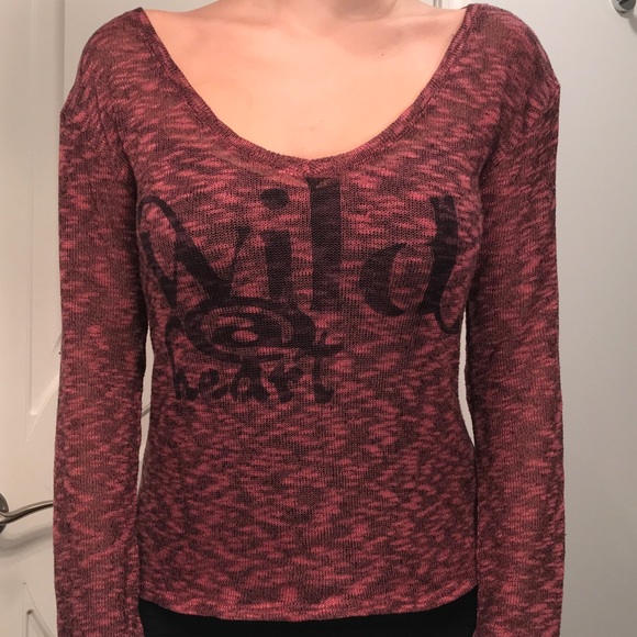 HANG TEN Dark Pink “Wild @ Heart” Long Sleeve Top, Sz. S - Picture 2 of 12